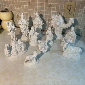 Vintage Atlantic Mold Nativity Scene white glazed minimalist design